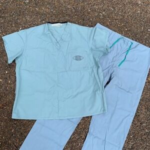 Vintage 90s Medline Medcrest Freeport Memorial Hospital Scrub Set Uniform Blue